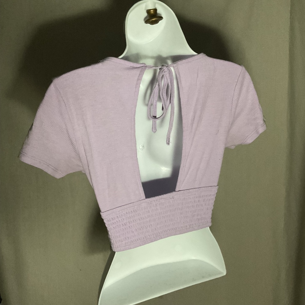 Purple Ribbed Crop Top - Picture 3 of 7